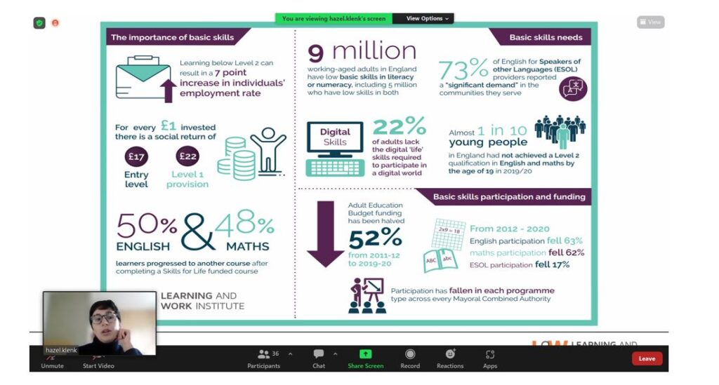 Info graphic explaining the importance and need for basic skills support and development in the UK.